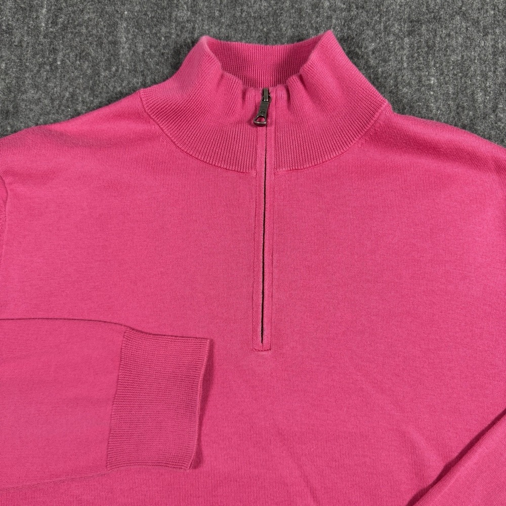 Brooks Brothers Mens L Pink Supima Cotton Quarter Zip Pullover Sweater